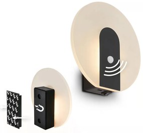 Briloner 3889015 - Lampada da parete LED ricaricabile con sensore TARO LED/2,5W/5V 1800 mAh nera