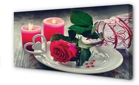 Quadro su tela Rose il cuore della candela 100x50 cm
