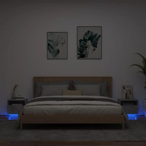 Comodini Con Luci Led 2pz Grigio Cemento 40x39x37 Cm /