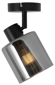 Faretto da soffitto Art Déco nero con vetro fumé regolabile - Laura