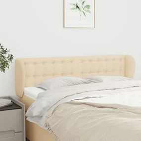 Testiera Ad Orecchio Crema 147x23x78/88 Cm İn Tessuto /