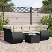 Set Divani da Giardino con Cuscini 7pz Nero Polyrattan 3221115