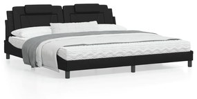 Letto con materasso nero 200x200 cm in similpelle