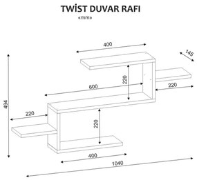 Mensola da parete TWIST 49,4x104 cm bianca