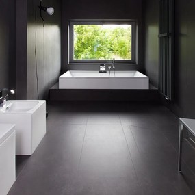 Piastrella da pavimento e rivestimento interno 100 x 300 cm Sp. 3.5 mm rettificato Concrete in gres porcellanato nero opaco traffico intenso (pei 4/5) R9