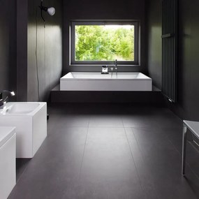 Piastrella da pavimento e rivestimento interno 100 x 300 cm Sp. 3.5 mm rettificato Concrete in gres porcellanato opaco nero traffico intenso (pei 4/5) R9
