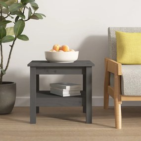 Tavolino Da Salotto Grigio 45x45x40 Cm Legno Massello Di Pino /