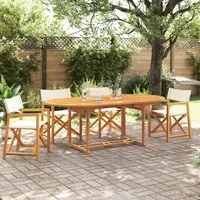 Sedie da Giardino Pieghevoli 4 pz Bianco Crema in Tessuto 3208916