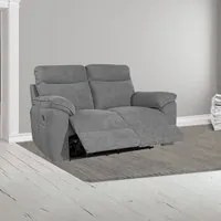 Divano 2 posti recliner elettrico tessuto barrel90 grigio Boston 160x100x102H