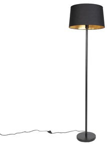 Lampada da terra intelligente nera con paralume nero 45 cm incl. WiFi A60 - Simplo