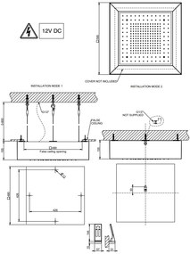 Soffione doccia 50x50 a soffitto controsoffitto con cromoterapia funzione pioggia bianco senza cover afilo 57503 gessi