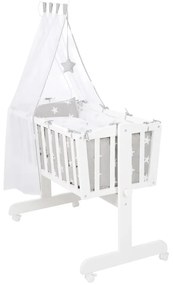 Culla bianca su ruote con baldacchino 40x90 cm Little stars - Roba