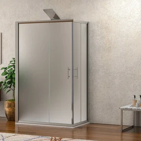 Kamalu - Box doccia tre lati 80x80x80 vetro opaco apertura angolare KF1000