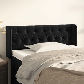 Testiera Ad Orecchio Nera 103x16x78/88 Cm İn Velluto /