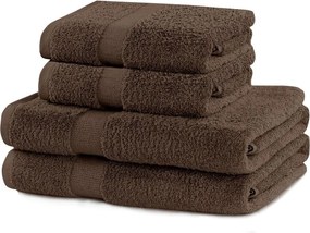 Asciugamani e teli da bagno in spugna di cotone marrone in un set di 4 pezzi Marina - DecoKing