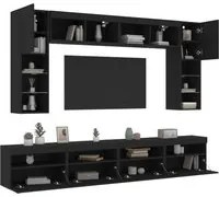 Set Mobili TV a Muro 8 pz con Luci LED Nero 3216765