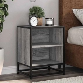 Comodino Grigio Sonoma 40x31x50 Cm Legno Multistrato E Metallo /