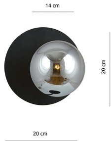 Applique Oslo Nera con sfera Grafite E14 da parete o soffitto