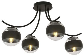 Plafoniera Moderna Coeo Acciaio Nero 4 Luci E14 Ip20