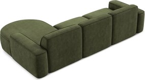 Divano angolare verde (con penisola a destra/con chaise lounge) con rivestimento in ciniglia Omao – Makamii