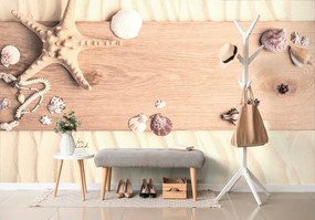 Carta da parati – Tesori del mare su legno