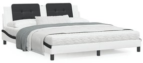 Giroletto Con Testiera Bianco E Nero 180x200 Cm İn Similpelle /