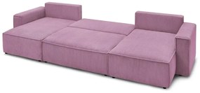 Divano letto angolare a "U" in velluto a coste rosa Nihad - Bobochic Paris