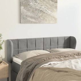Testiera Ad Orecchio Grigio Chiaro 147x23x78/88 Cm İn Velluto /