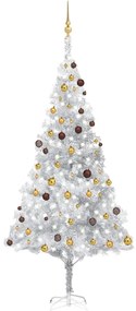 Albero di Natale Preilluminato con Palline Argento in PET, Albero di Natale Preilluminato con Palline Argento 240 cm PET III