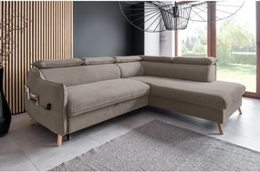 Divano letto angolare in velluto marrone chiaro (angolo destro) Sweet Harmony - Miuform