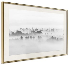 Poster  Fog Over the Forest  Cornice Quadri Cornice d'oro con passe-partout, Larghezza x Altezza Home decor 60x40