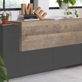 Mobile credenza New Coro L 160 x H 86 P 45 cm grigio, rovere e marrone