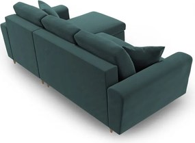 Divano angolare color petrolio allungabile e con contenitore con rivestimento in velluto Kyoto – Cosmopolitan Design