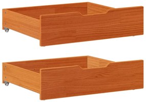 Cassettoni Per Letto 2pz Marrone Cera 65x55x16 Cm Legno Di Pino /
