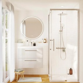 Box doccia con ingresso angolare scorrevole Remix2 quadrato L 80 x L 80 x H 195 cm in vetro, sp. 6 mm serigrafato cromo