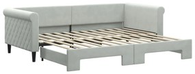 Divano letto con letto estraibile grigio chiaro 90x200 velluto