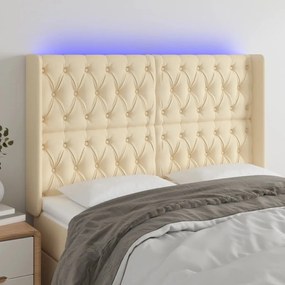 Testiera A Led Crema 163x16x118/128 Cm İn Tessuto /