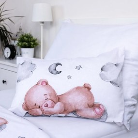 Set copripiumino e federa da bambini bianco in cotone per culla 100x135 cm Teddy Bear "Ribbon" – Jerry Fabrics