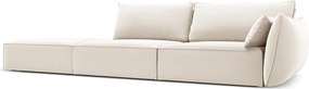 Divano beige con penisola a destra con rivestimento in velluto 264 cm Vanda – Mazzini Sofas