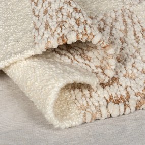 Tappeto color crema/di colore naturale in misto lana tessuto a mano 200x300 cm Eric Checkboard – Flair Rugs