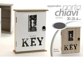 Trade Shop - Appendino Porta Chiavi Key Parete Con Ganci Legno 20x25x26cm Decori Ass. 762314
