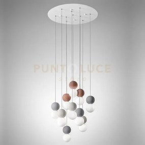 Sfera s/10 lampadario sospeso in metallo satinato bianco e diffusor...