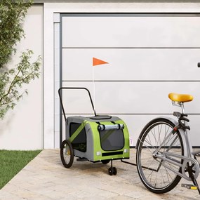 Rimorchio Da Bici Per Animali Verde E Grigio Oxford E Ferro /