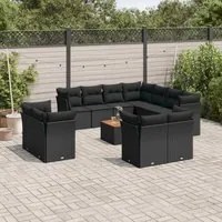 Set Divani da Giardino 12 pz con Cuscini Nero in Polyrattancod mxl 113131