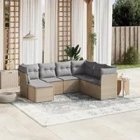 Set Divano da Giardino 7 pz con Cuscini Beige Misto Polyrattan 3263215