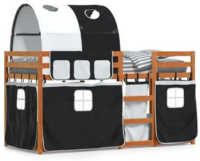 Letto A Castello Senza Materasso Bianco E Nero 90x190cm İn Pino /