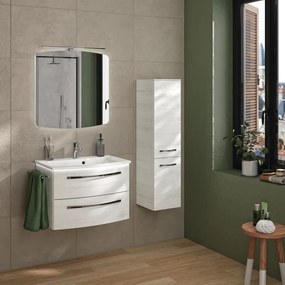 Mobile bagno sospeso con lavabo L 70 x H 48 x P 48 cm rovere bianco 2 cassetti per vasca centrale Imagine