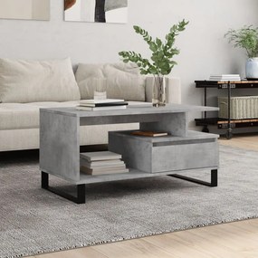 Tavolino Salotto Grigio Cemento 90x49x45 Cm Legno Multistrato /