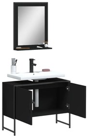 Set mobili da bagno 2 pz nero in legno multistrato