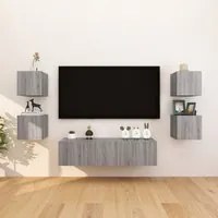 Armadietti TV a Parete 8 pz Grigio Sonoma 30,5x30x30 cm